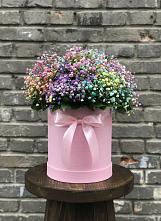 Цветочная композиция из Гипсофила и Розы в шляпной коробке в Софрино