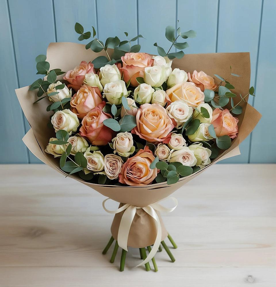 Букет цветов из: Альстромерии и Розы в Софрино