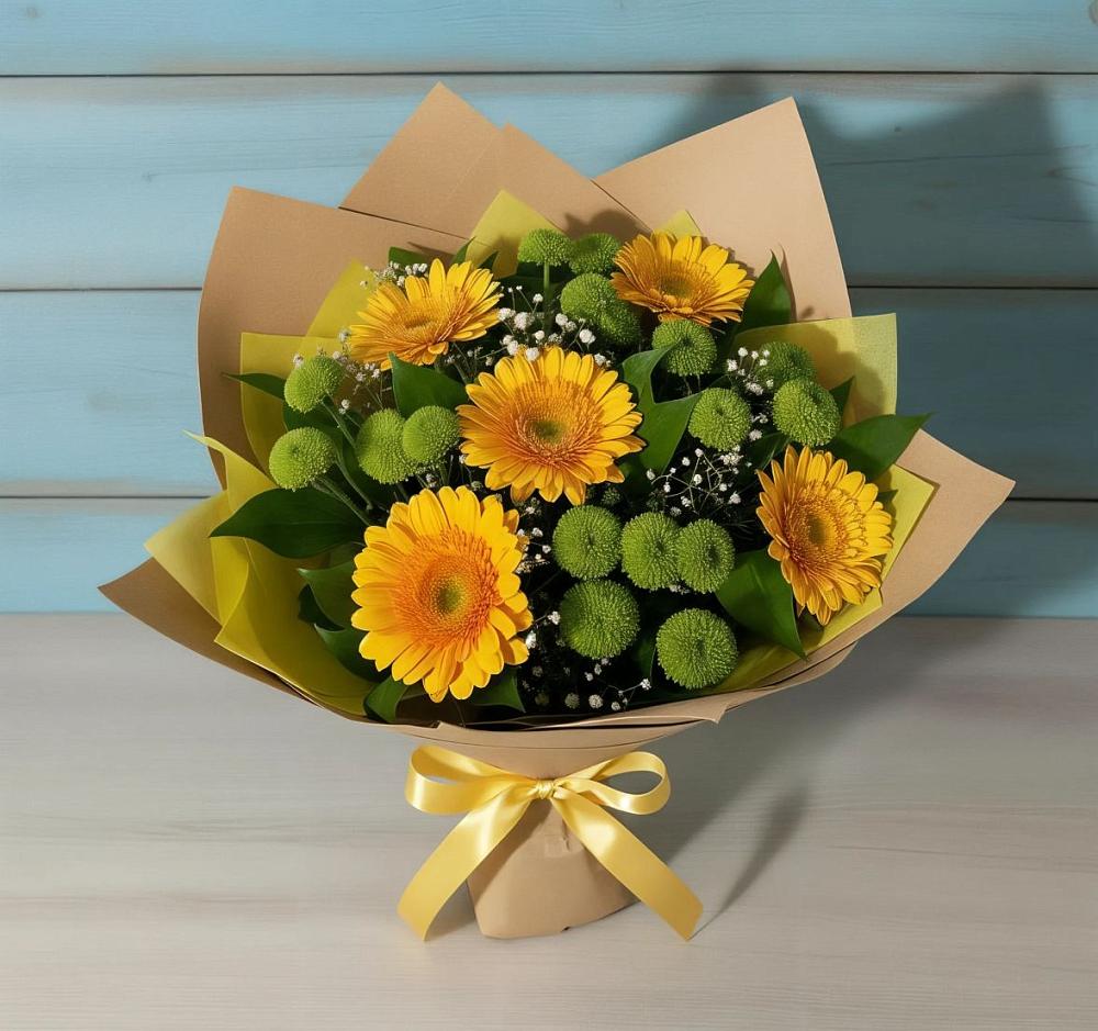 Букет цветов из: Герберы и Хризантемы в Софрино