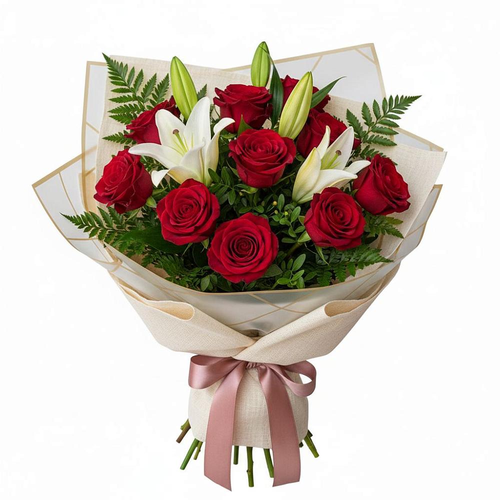 Букет цветов из: Лилии и Розы в Софрино