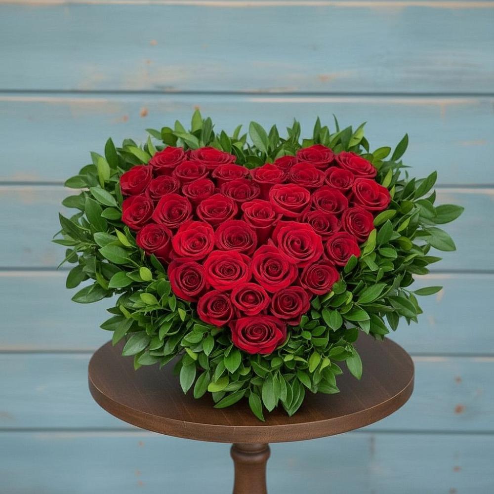 Цветочная композиция из Розы в виде сердца в Софрино