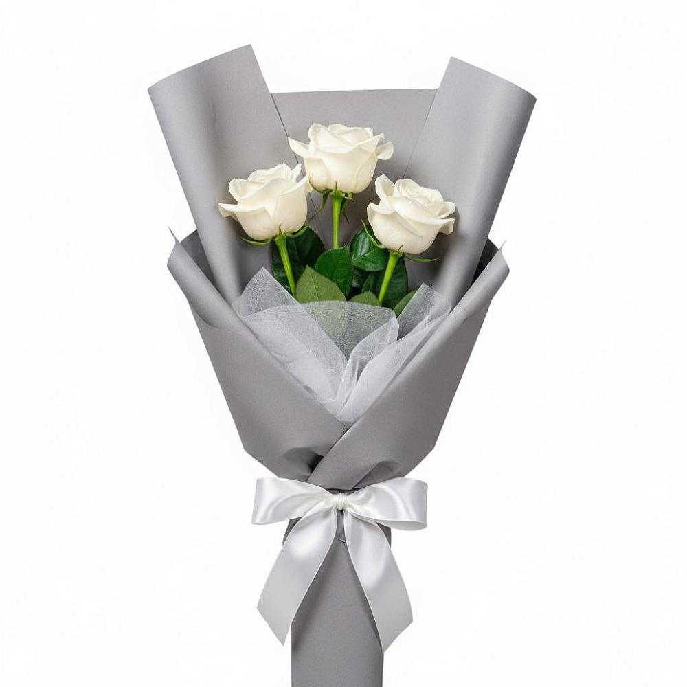 Букет 3 белые розы в Софрино