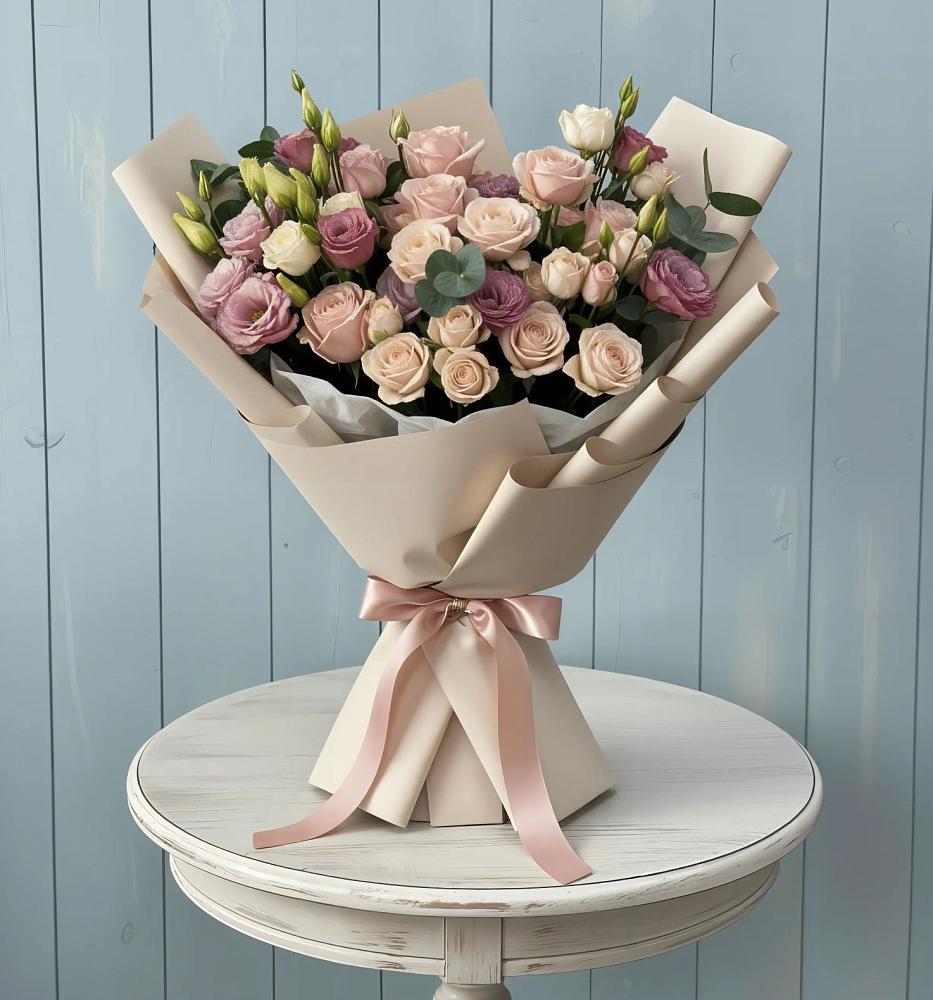 Букет цветов из: Розы и Лизиантусы в Софрино