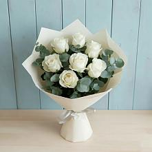 Букет Белые розы в Эвкалипте #REPLACE_PRED# Софрино