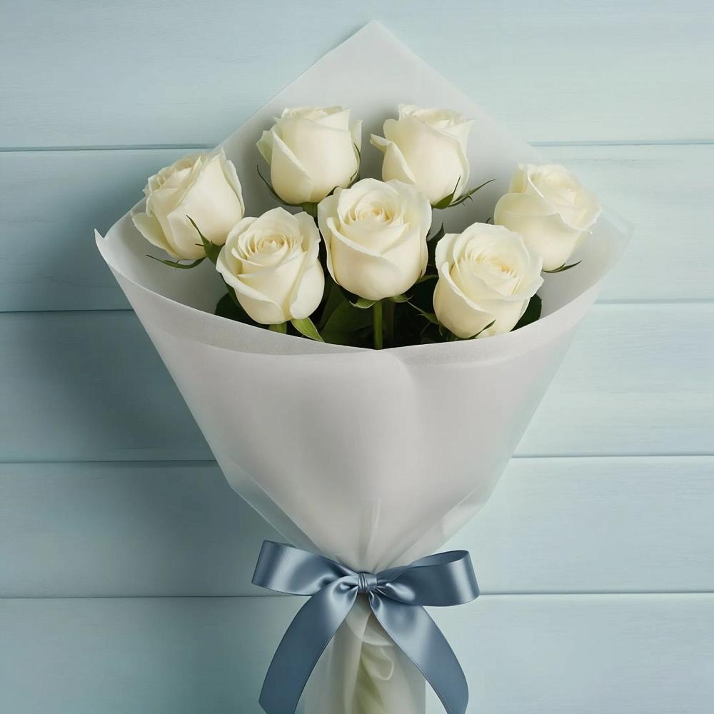 Букет 7 Белых роз Эдлесс Лав в Софрино